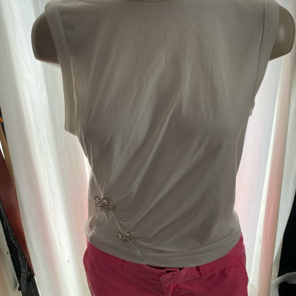 White Sleeveless Fitted Muscle Tee